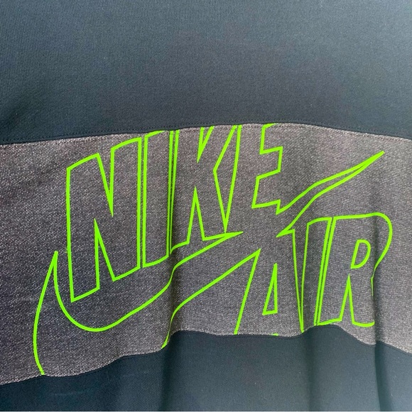 Nike Other - NIKE Sweatshirt (XL) Black w/gray block middle w/Nike Air + Logo in Lime Green